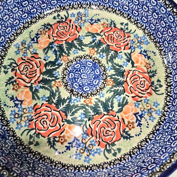 Unikat 1897 Ultimate Bakeware Col. 2007 Floral Handmade 12 x 2.5 Polish Pottery - Picture 4 of 14